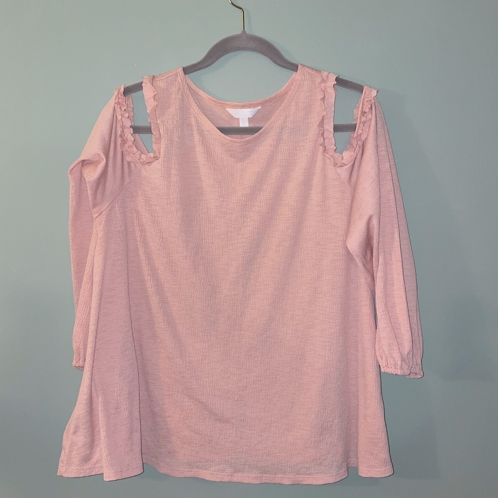 3/$27 LC Lauren Conrad Dropped Shoulder Free Flowing Top Size XL Pinkish Color
